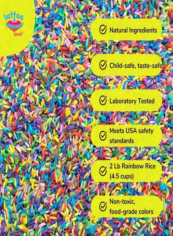 Lattooland Rainbow Rice Sensory Bin Fillers for Kids (1.5 yrs+) | Pre-Writing, Tracing Skills | Colored Rice for Sensory Play & Educational Activity | Rangoli & Craft | Montessori Learning | 1 KG - Image 3